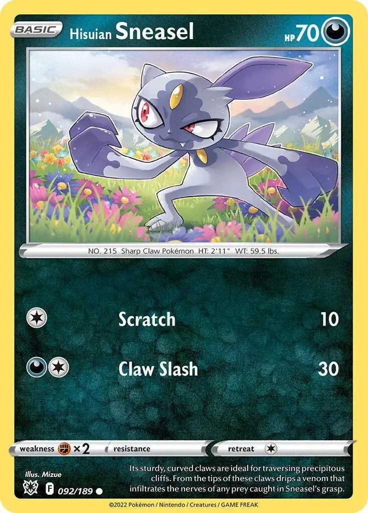 Hisuian Sneasel (092/189) (Theme Deck Exclusive) [Sword & Shield: Astral Radiance] | Gam3 Escape