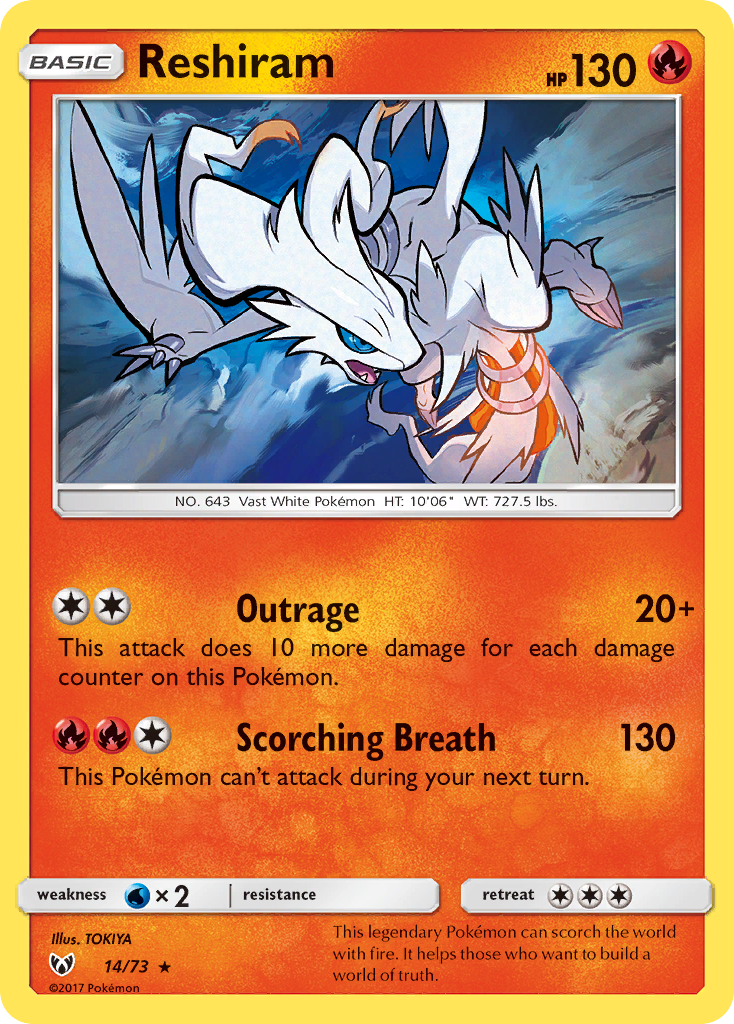 Reshiram (14/73) [Sun & Moon: Shining Legends] | Gam3 Escape