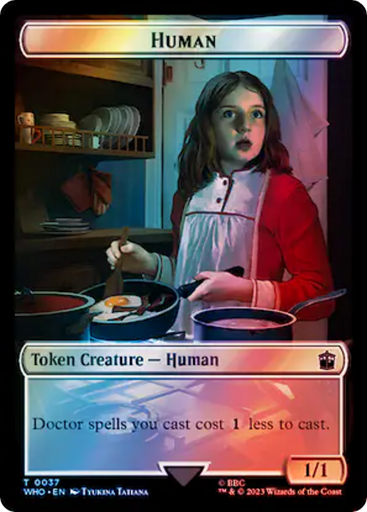 Human (0037) // Dinosaur Double-Sided Token (Surge Foil) [Doctor Who Tokens] | Gam3 Escape