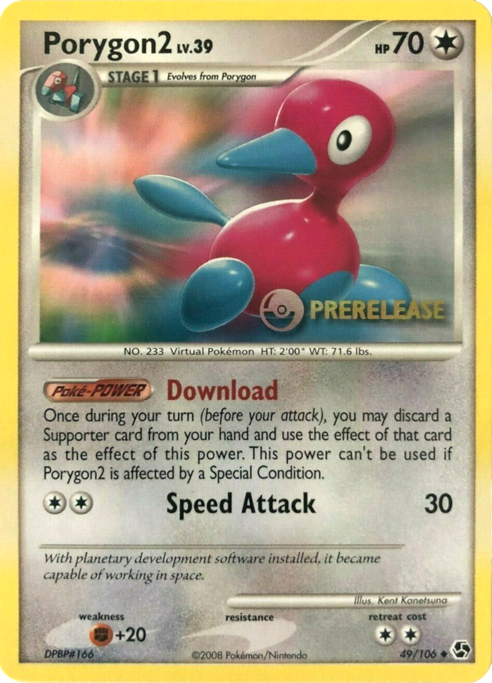 Porygon2 (49/106) (Prerelease Promo) [Diamond & Pearl: Black Star Promos] | Gam3 Escape