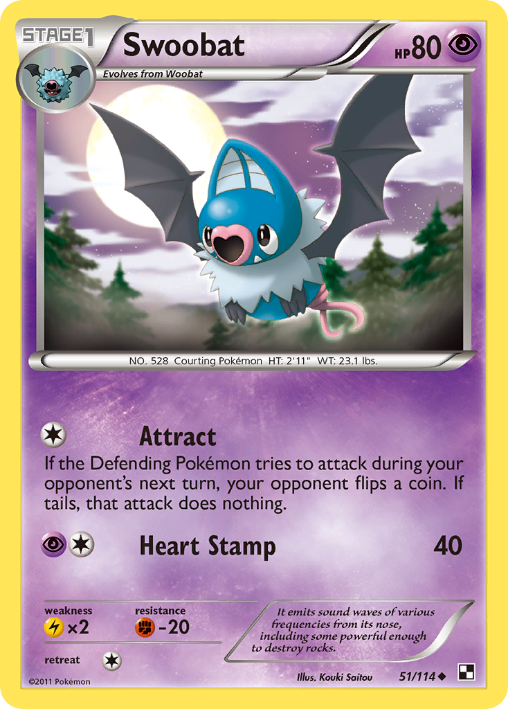 Swoobat (51/114) [Black & White: Base Set] | Gam3 Escape