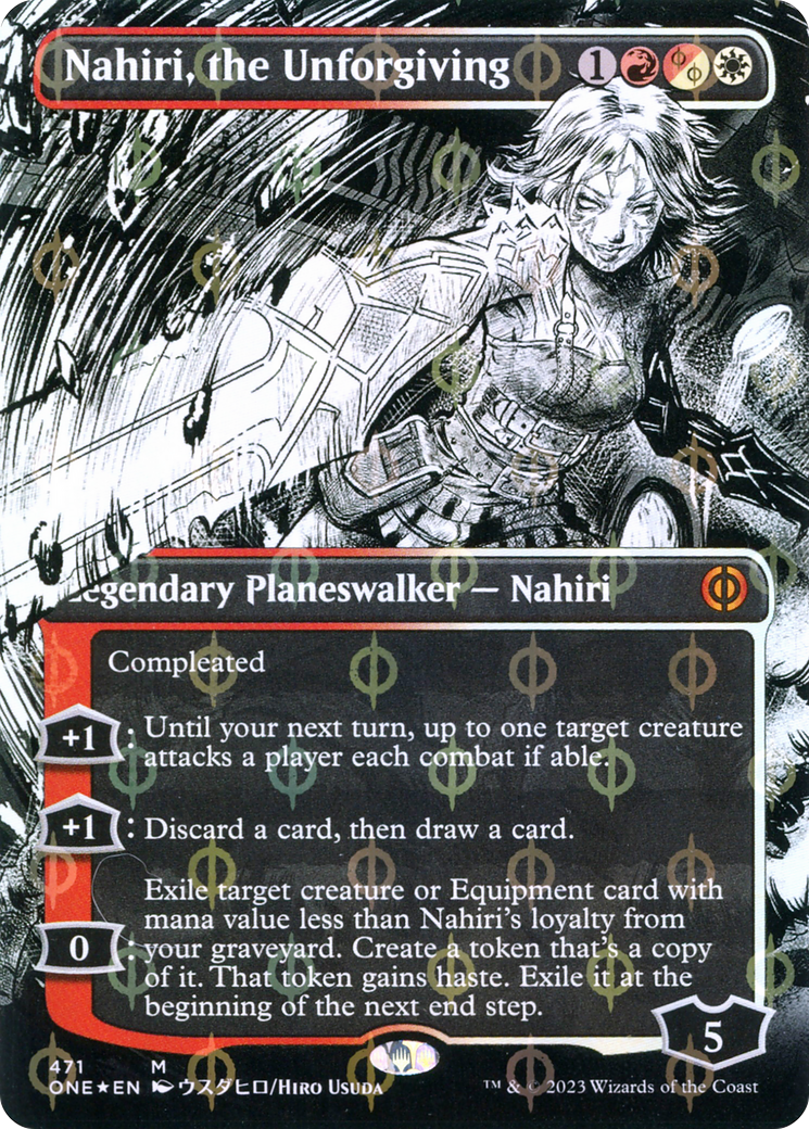 Nahiri, the Unforgiving (Borderless Manga Step-and-Compleat Foil) [Phyrexia: All Will Be One] | Gam3 Escape