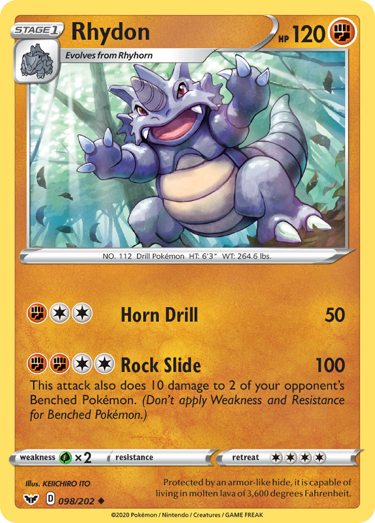 Rhydon (098/202) [Sword & Shield: Base Set] | Gam3 Escape