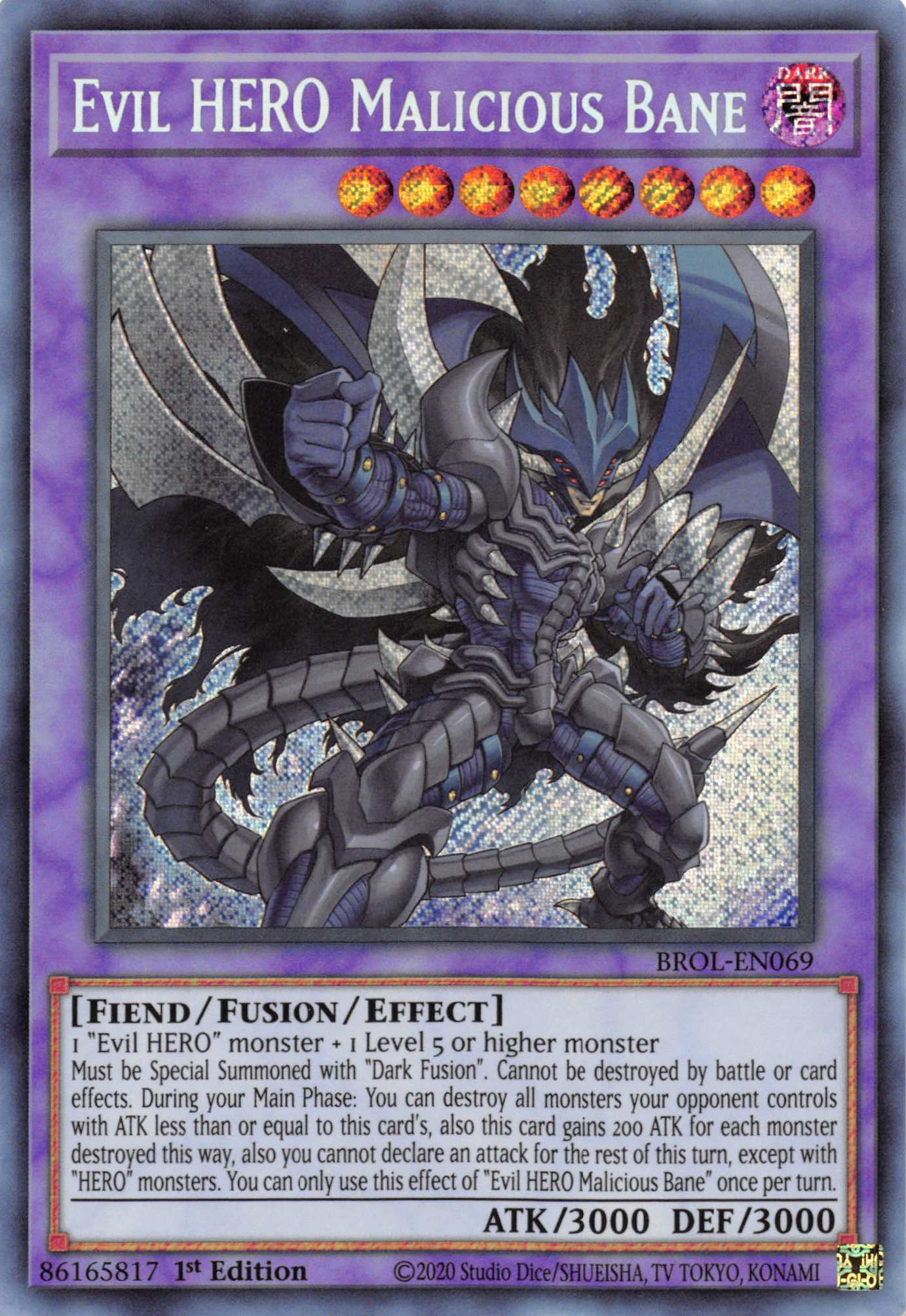 Evil HERO Malicious Bane [BROL-EN069] Secret Rare | Gam3 Escape