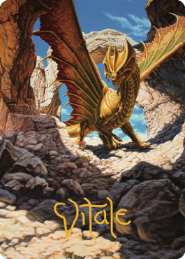 Ancient Brass Dragon Art Card (02) (Gold-Stamped Signature) [Commander Legends: Battle for Baldur's Gate Art Series] | Gam3 Escape